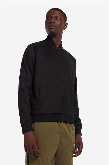 Black Fred Perry Tonal Taped Bomber Neck Track Men's Jackets | PH 1264MQZA